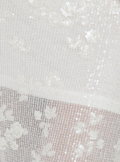 Heart Stealer Sheer Sequin Midi Skirt White