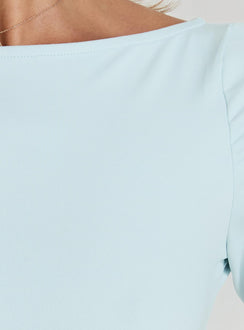Daily Define Boatneck 3/4 Sleeve Top Icy Blue