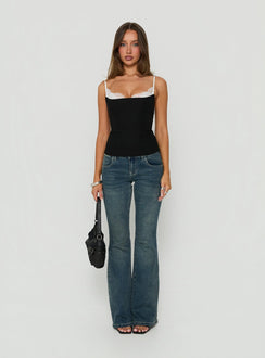 Renaissance Corset Lace Top Black / White