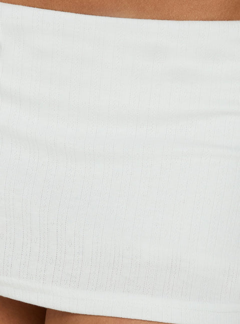 Kizuri Pointelle Low Rise Mini Skort White