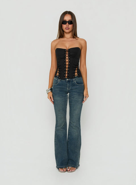 Eden Lace Up Corset Black