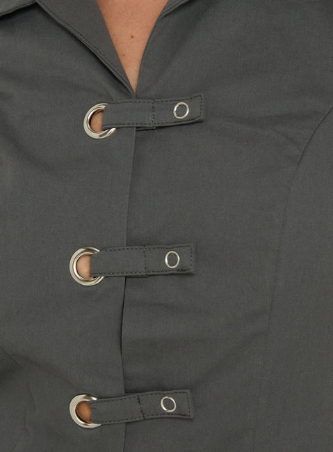 Daleah Frog Closure Top Charcoal