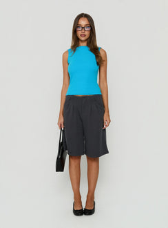Baseline Rib Boat Neck Low Back Top Topaz
