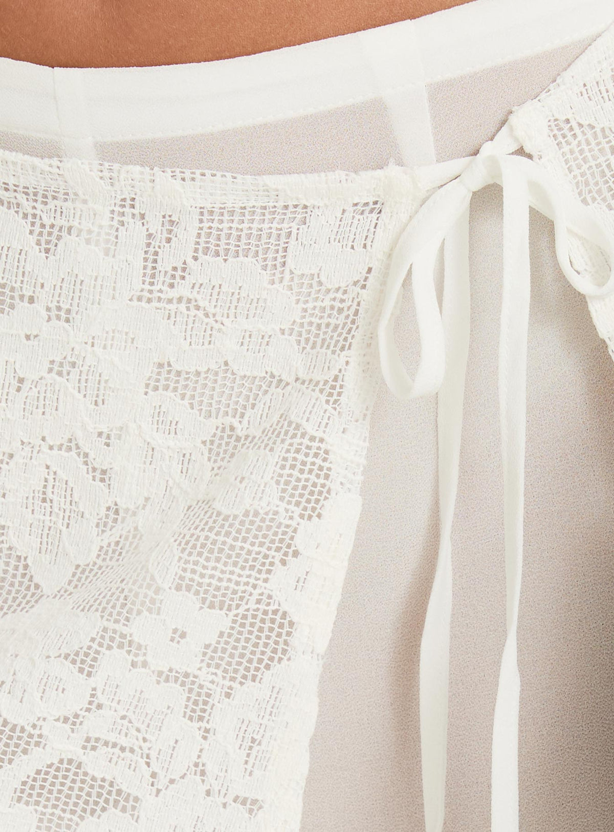 Claudie Layered Lace Straight Leg Pants White