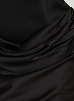 Aubriellah Sweetheart Neckline Draped Mini Dress Black