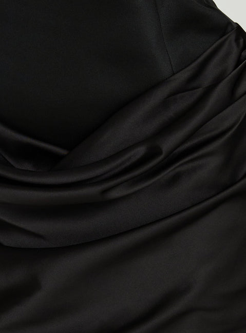Aubriellah Sweetheart Neckline Draped Mini Dress Black