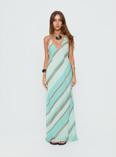 white christmas dresses Noosa Green Leaf-Print Chiffon Summer Maxi Dress Green / S main image 0