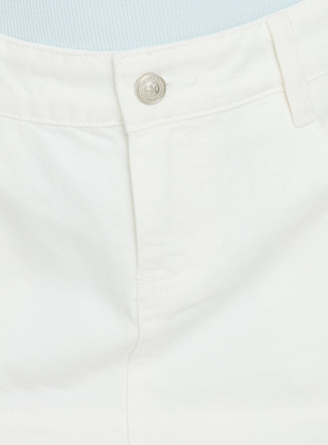 Warna Low Rise Denim Mini Skirt White Petite