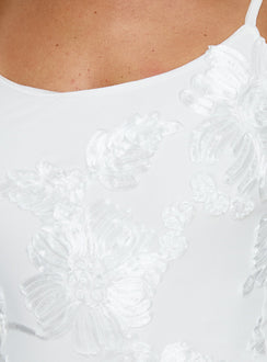 Kareina Scoop Emrboidered Mini Dress White