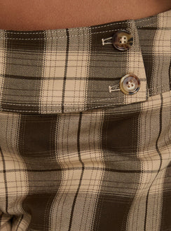 Schneider Foldover Micro Shorts Brown Check