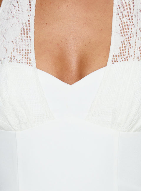 Josanna Crochet Halter Mini Dress White