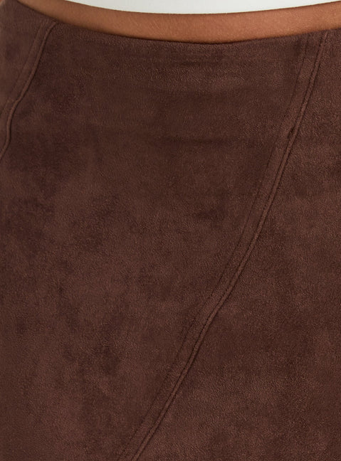 Shades Of Love Faux Suede Midi Skirt Chocolate