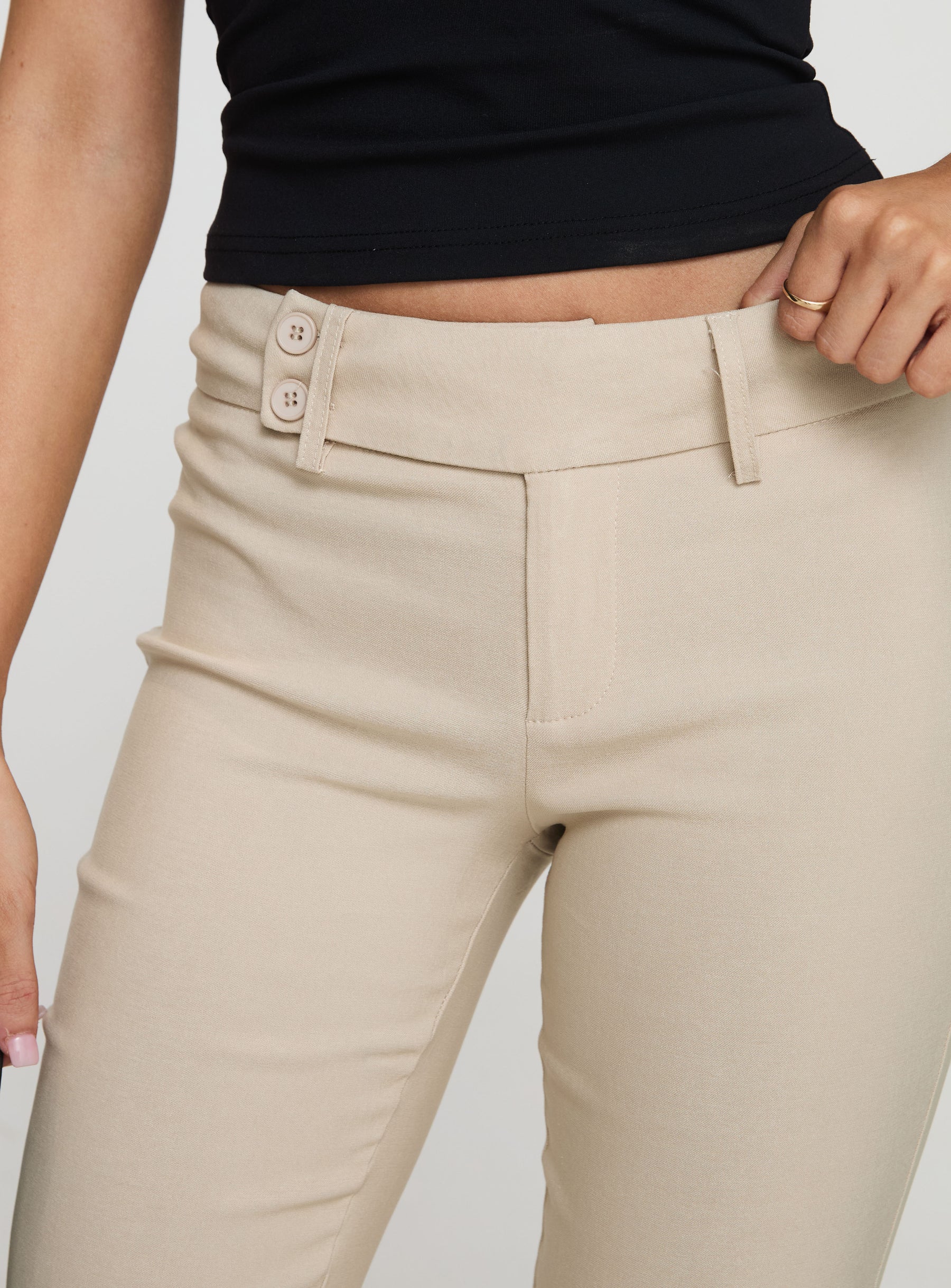khaki dress pants womens Kinkirk Flared Pants Taupe