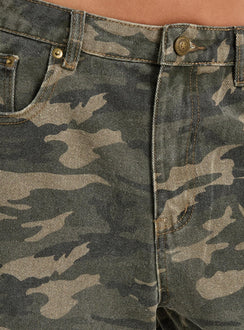 Tag Longline Denim Jorts Washed Camo