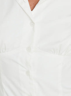 Kathi Collared Button Down Top White