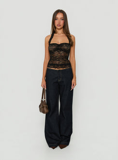 Fantasize Lace Halter Top Black