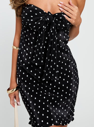 Jacquelyn Plisse Mini Dress Black / Polka Dot