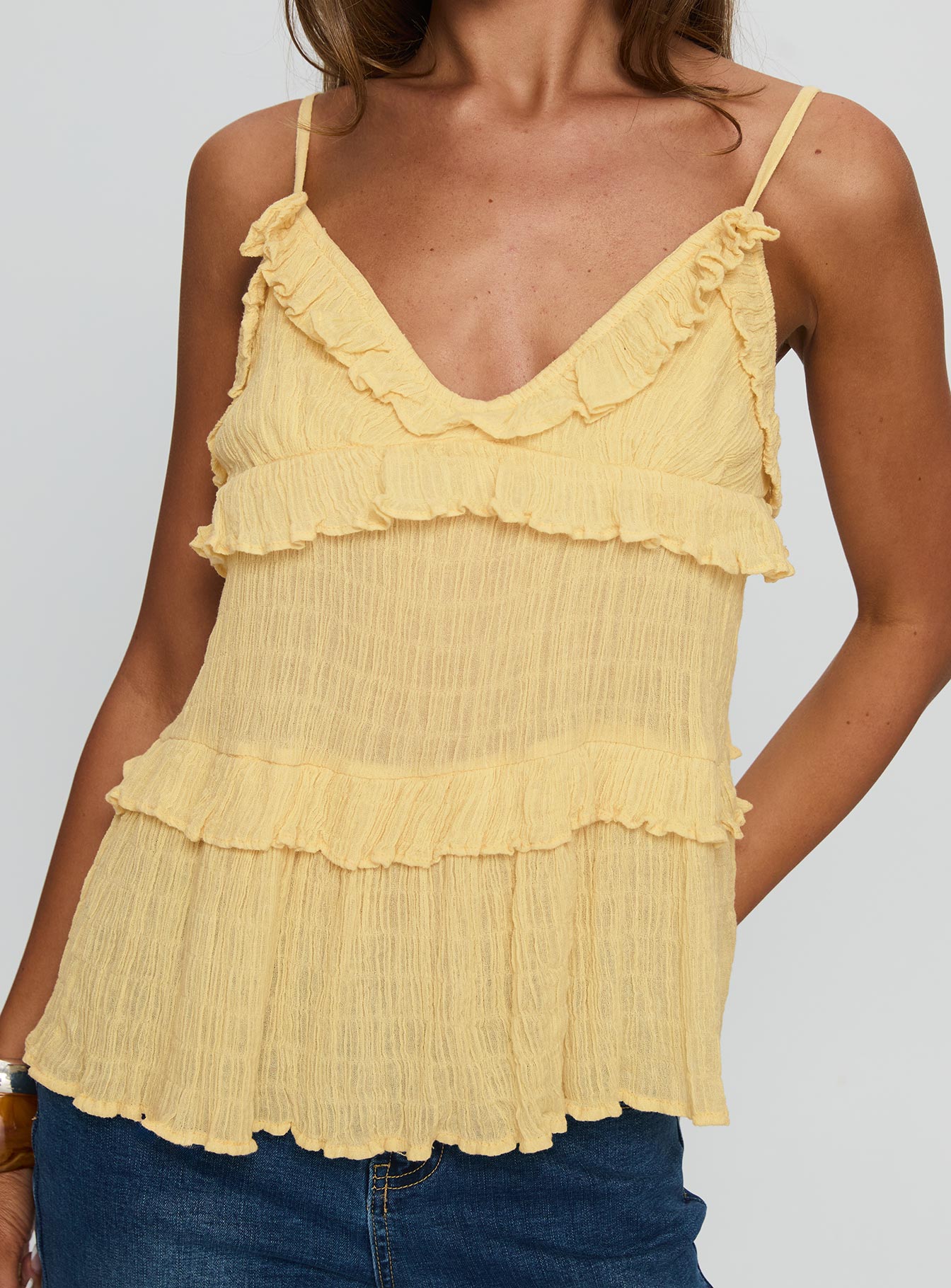 Jorjia Ruffle Cami Top Yellow