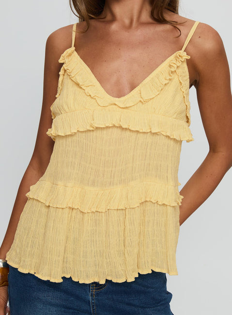 Jorjia Ruffle Cami Top Yellow