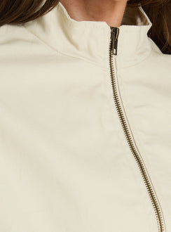 Chayden Cropped Canvas Bomber Jacket Cream