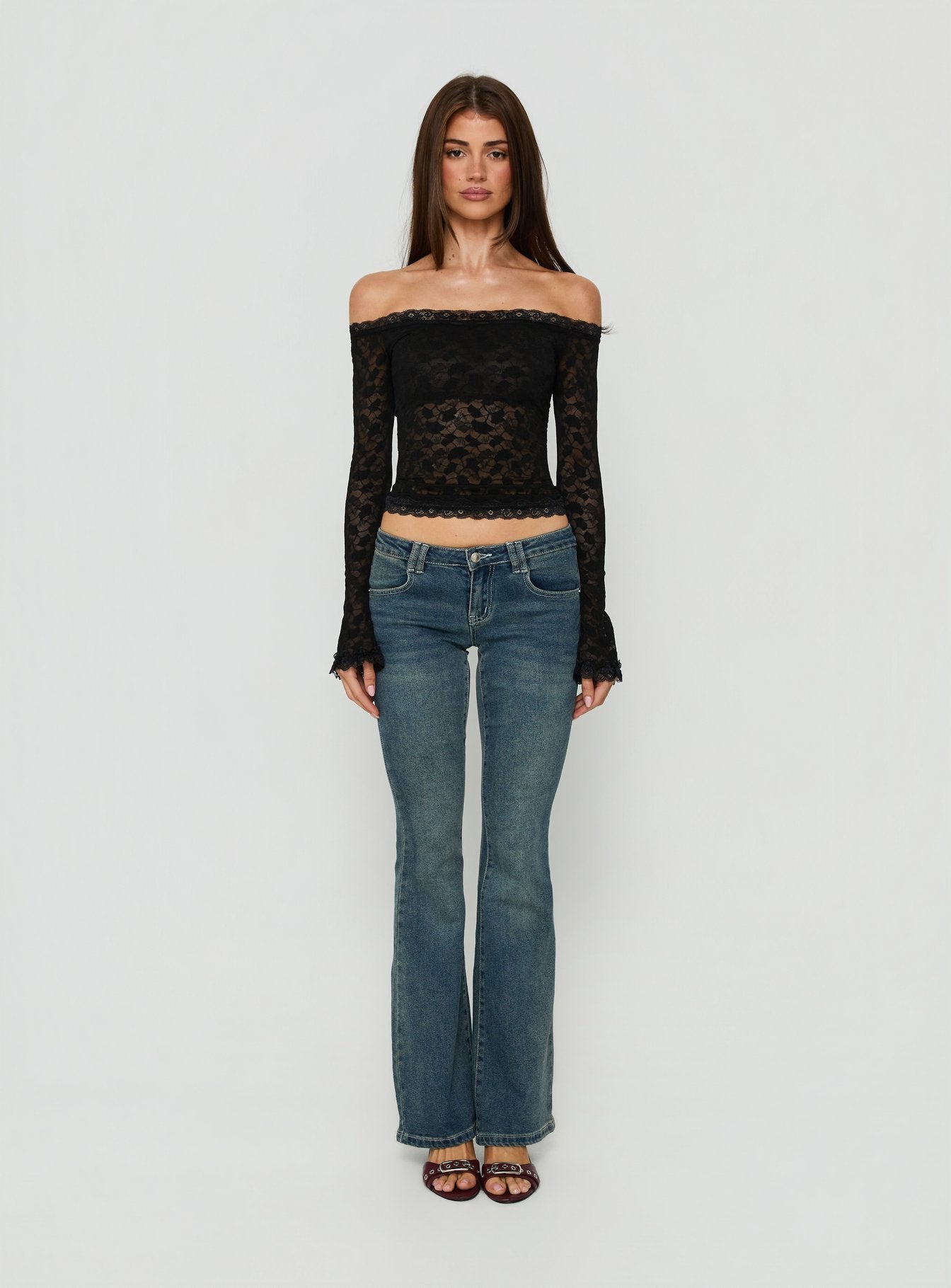 Mochapella Off The Shoulder Top Black | Princess Polly