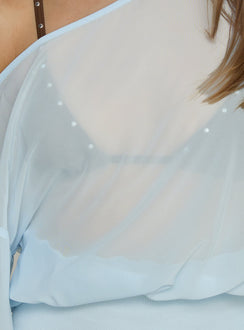 Idalina Slouchy Chiffon Top Blue