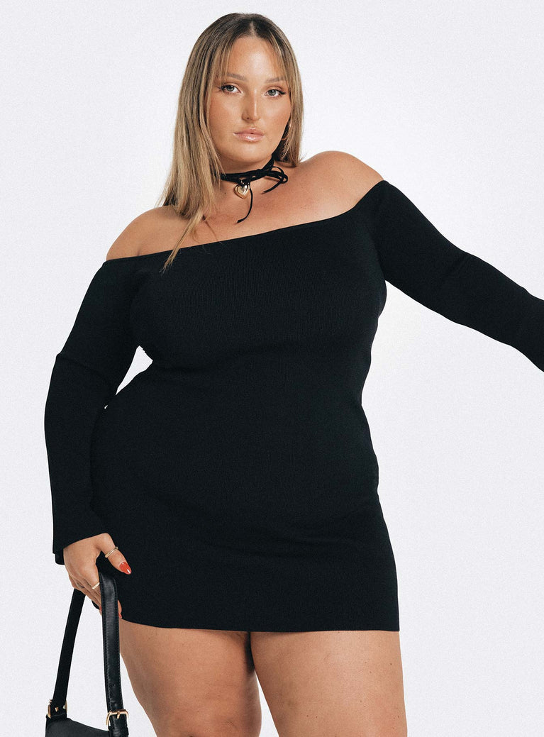 Parisa Long Sleeve Mini Dress Black Curve