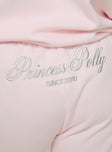Princess Polly High Waisted Pants  Princess Polly Track Pants Script Baby Pink / Grey Curve