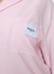 Striped sleep shirt Lapel collar, button fastening down front, single chest pocket