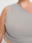 product Princess Polly Sleeveless Asymmetric Neckline  Annem One Shoulder Top Grey Curve