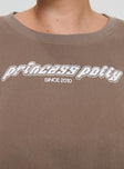 Princess Polly Crew Neck Sweatshirt Stripe Taupe / White Curve