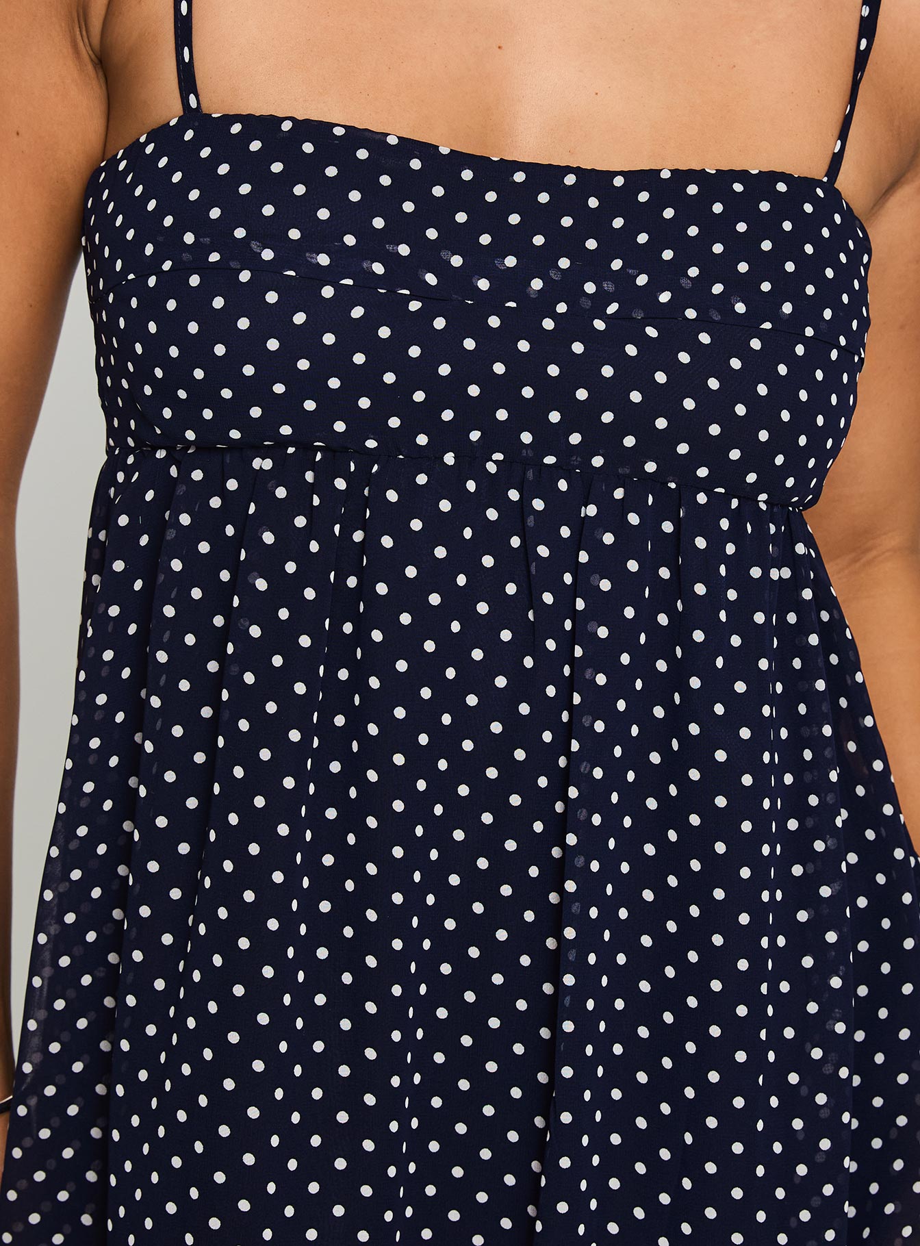Ortega Mini Dress Navy Polka | Princess Polly Ortega Mini Dress Navy Polka | Princess Polly