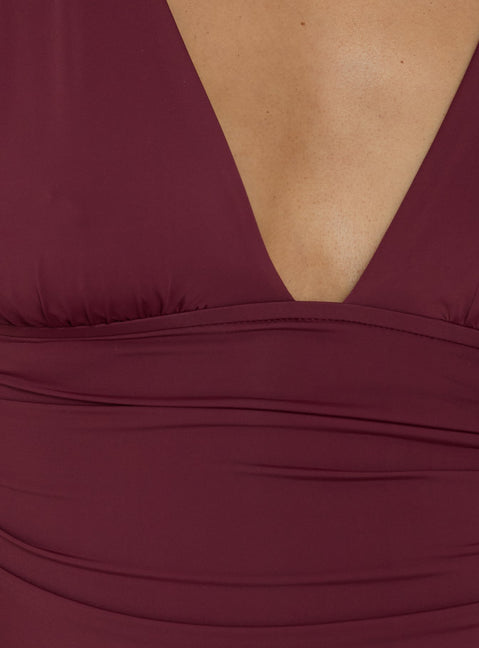 Liorah Thick Strap Plunge Neck Top Red