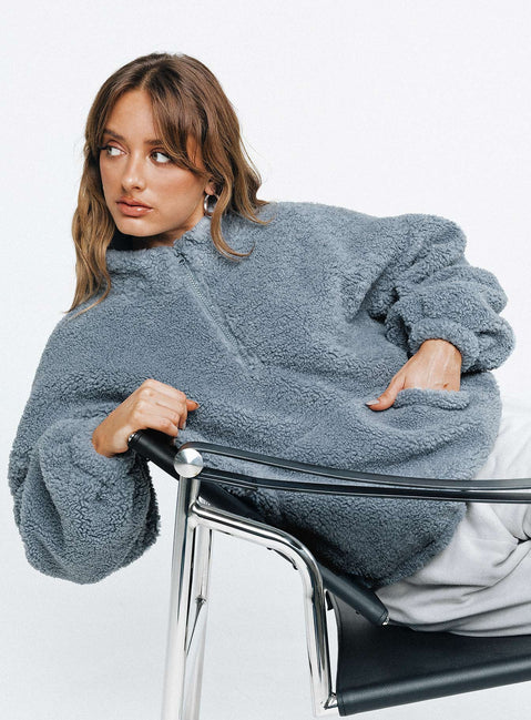 Dais Teddy Sweater Blue Princess Polly  regular 