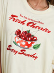 product Princess Polly Fresh Cherries Oversized Tee Yellow Half Sleeves Crew Neck 