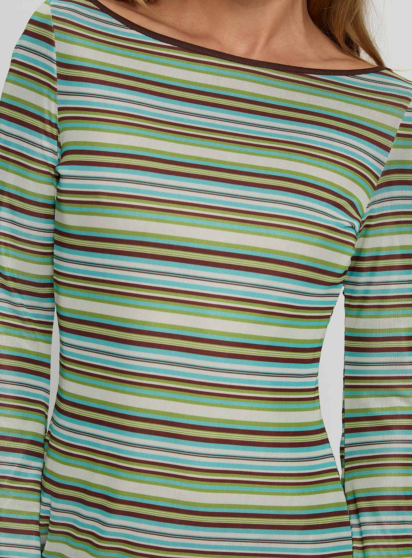 Lukea Long Sleeve Mini Dress Green Stripe