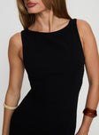 front view of model wearing Princess Polly Ace Of Hearts Backless Maxi Dress Black Scoop Neck 