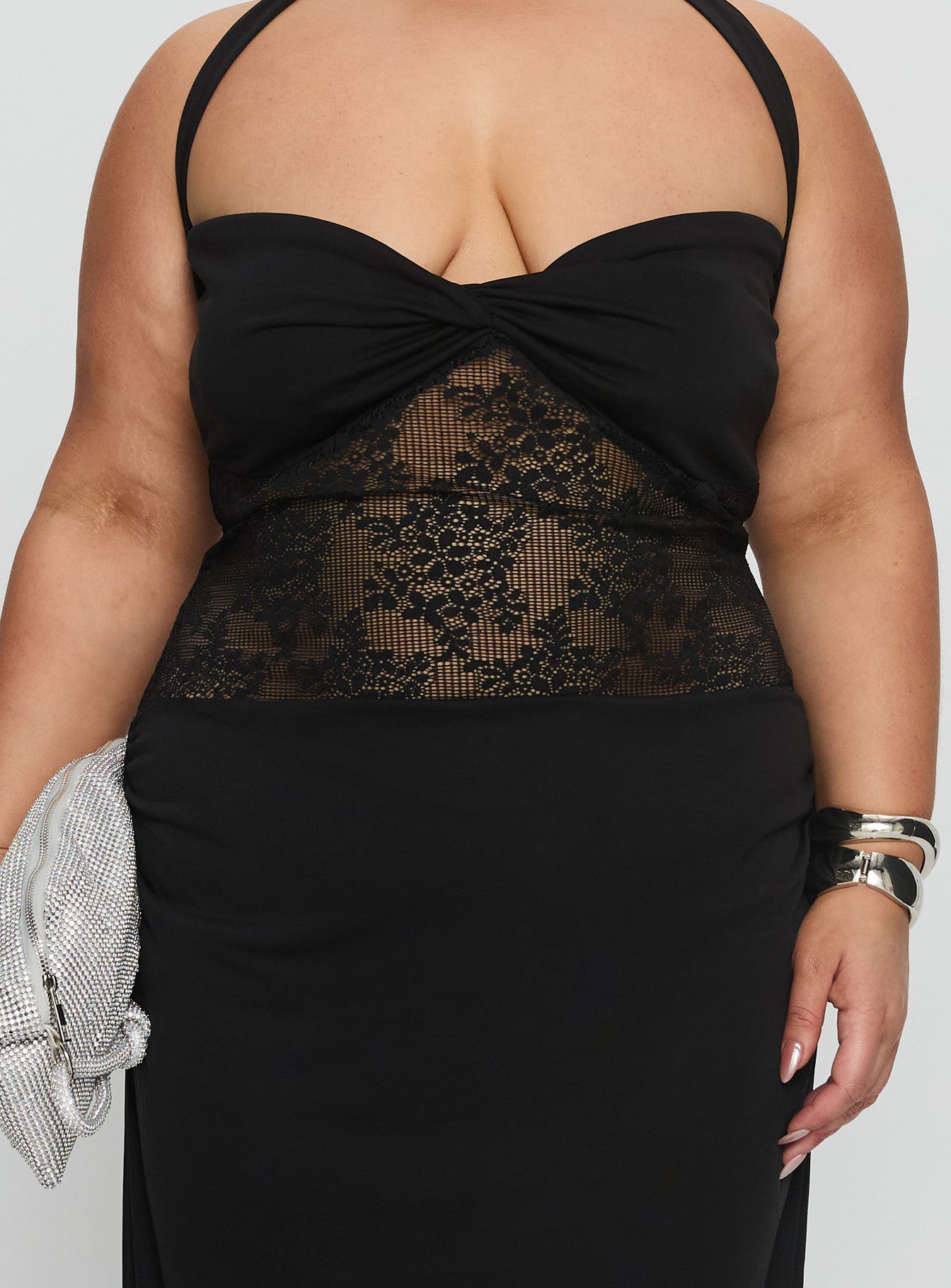 plus size lace halter dress Lace Halter Plus Size Wedding Dress with Back Detail