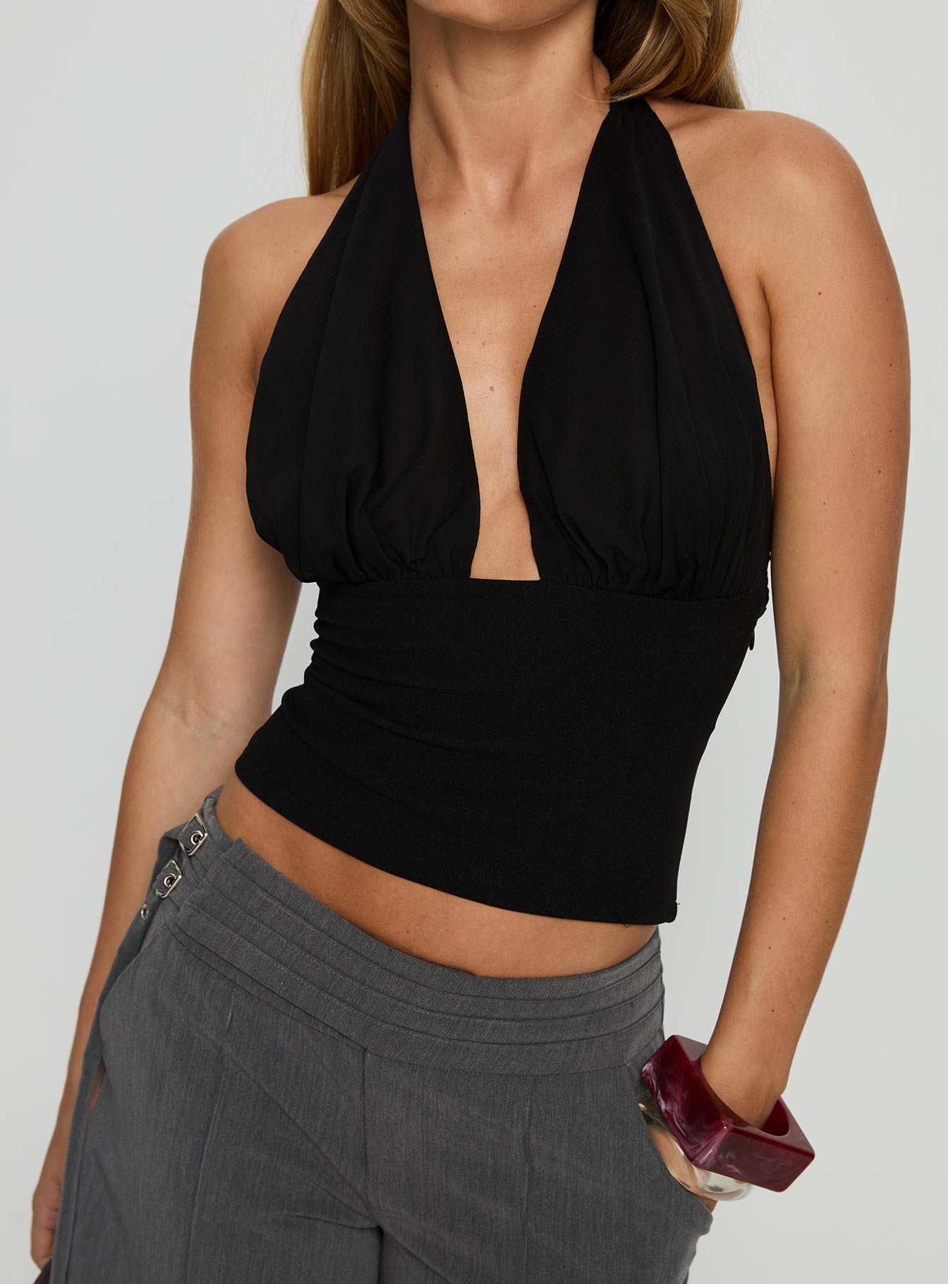 Korienna Halter Chiffon Top Black