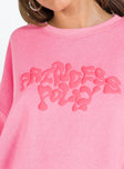 Princess Polly Crew Neck Sweatshirt Squiggle Text Watermelon Pink / Rose Princess Polly  long 