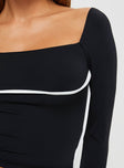 Maidenwell Contrast Long Sleeve Top Black