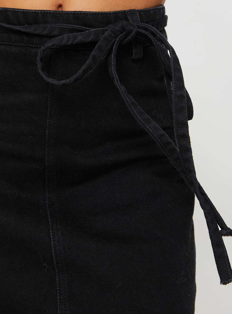 Maxi Belt-Tie Denim Skirt