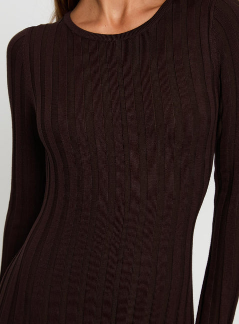 Vespa Long Sleeve Maxi Dress Brown | Princess Polly Vespa Long Sleeve Maxi Dress Brown | Princess Polly