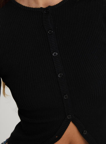 Suzu Long Sleeve Knit Top Black