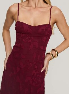 Leading Lady Sweetheart Maxi Dress Red Floral Burnout