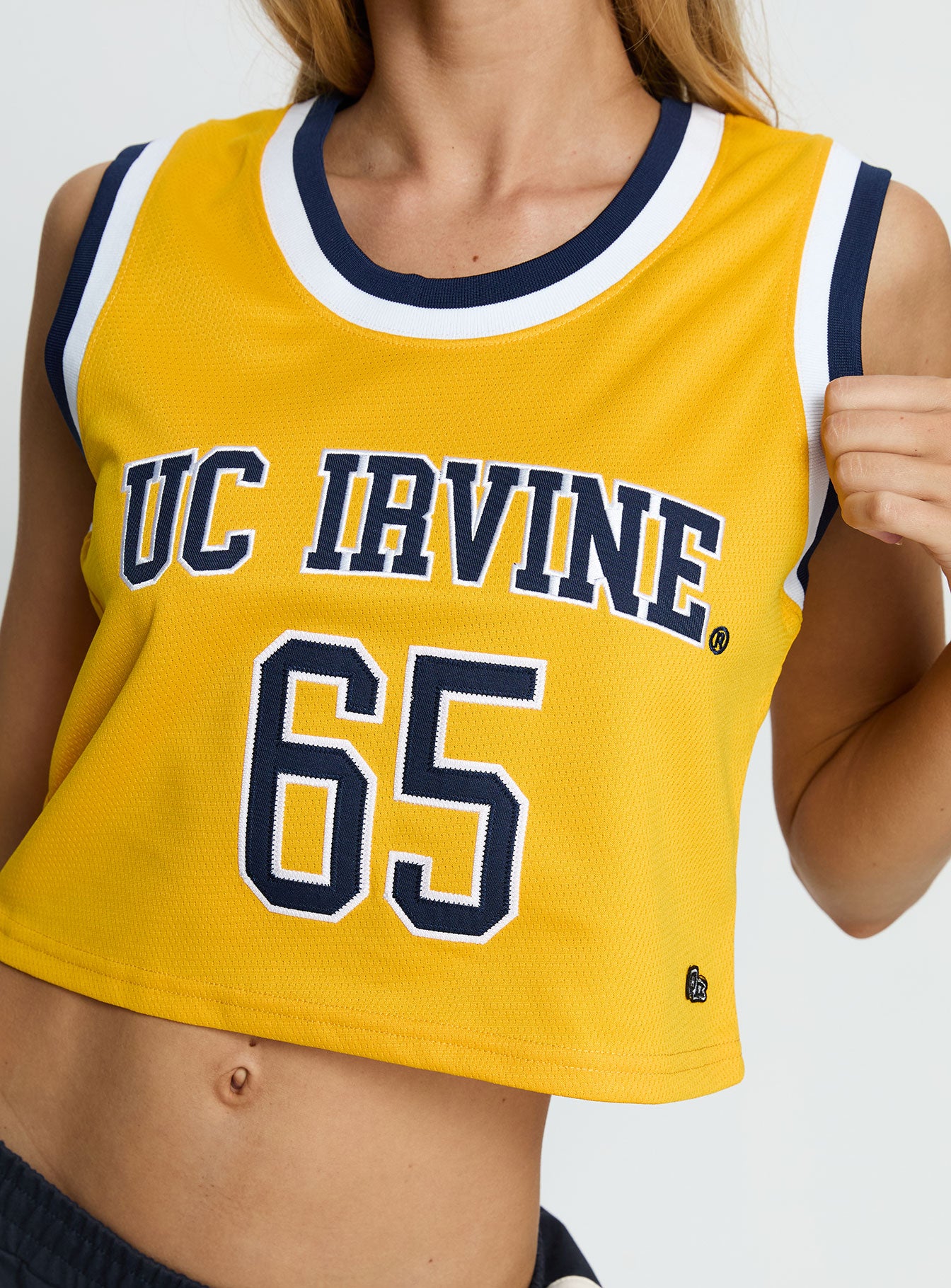 UC Irvine Cropped Basketball Jersey Tank Yellow