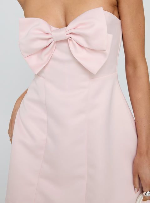Genevie Strapless Bow Bust Mini Dress Light Pink | Princess Polly Genevie Strapless Bow Bust Mini Dress Light Pink | Princess Polly
