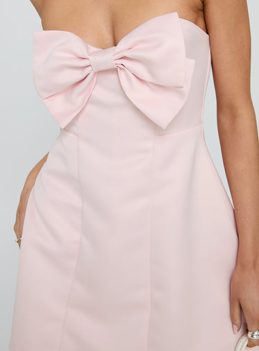 Genevie Strapless Bow Bust Mini Dress Light Pink