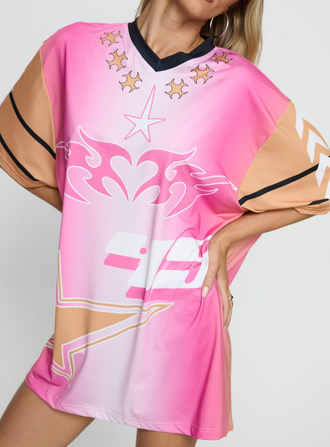 Moto Angel Graphic Top Pink / Orange