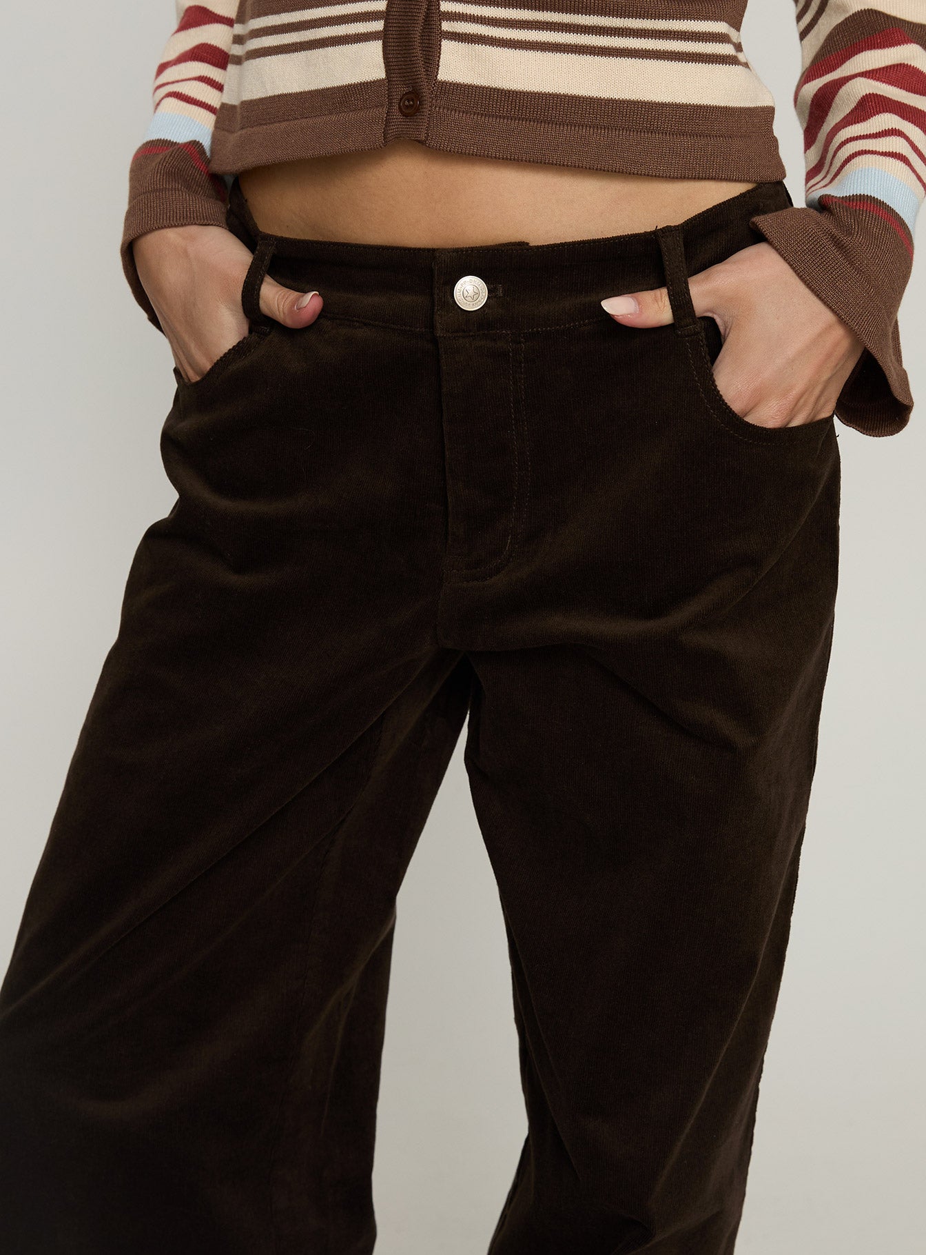 Kenza Wide Leg Corduroy Pant Brown | Princess Polly